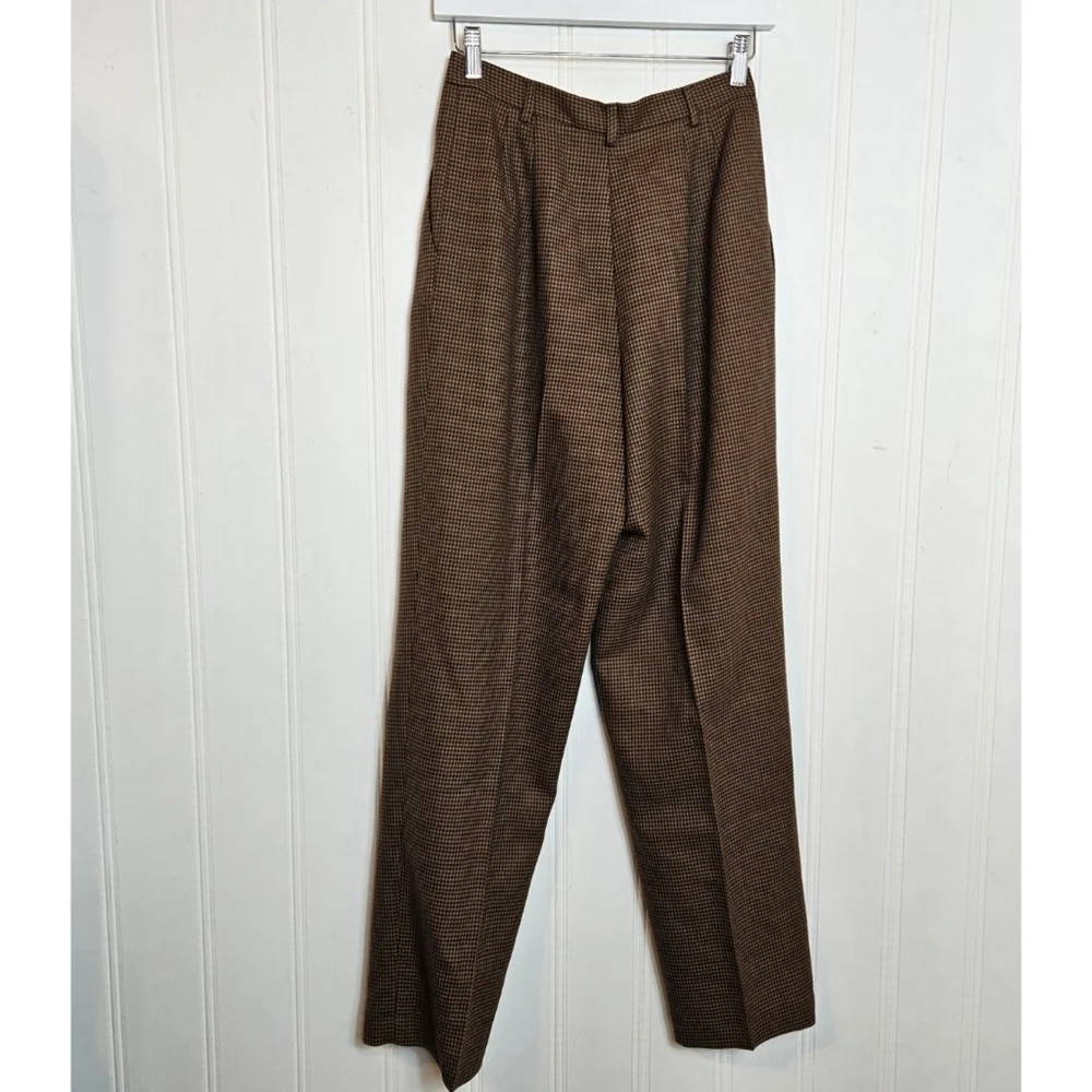 Vintage Rafaella Houndstooth Wool High Rise Pleated Trousers Pants Size 6 - Picture 6 of 13